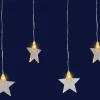 Stalactite lumineuse avec 10 étoiles à LED ambre sur câble argent connectable - 1,5 x 0,5 m