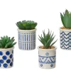 Succulente artificielle verte dans cache-pot en bleu - Ø 5,5 x H 9 cm