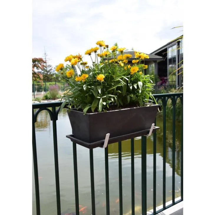 Support de jardinière universel large en métal blanc 35 cm