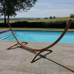 Support fixe pour hamac coloris beige en bois Jobek - 350 x 136,5 x 125 cm