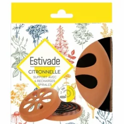 Support spirale terre cuite avec 6 spirales citronnelle coloris marron Denis & Fils