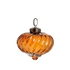 Suspension boule décorative goutte striée coloris marron en métal - Ø 7,5 cm