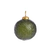 Suspension boule texturée coloris vert en verre - 7,5 x 7,5 cm