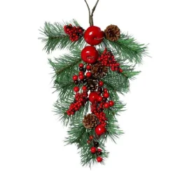 Suspension de baies d'églantines coloris rouge - 51 cm
