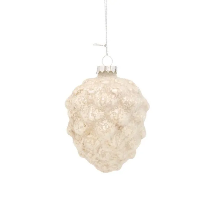 Suspension de Noël pomme de pin coloris argent - Ø 7 cm
