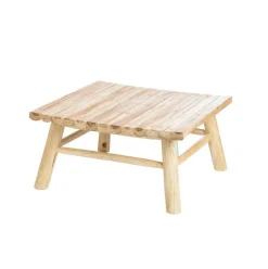 Table basse carrée coloris beige en teck - 80 x 80 x 40,5 cm