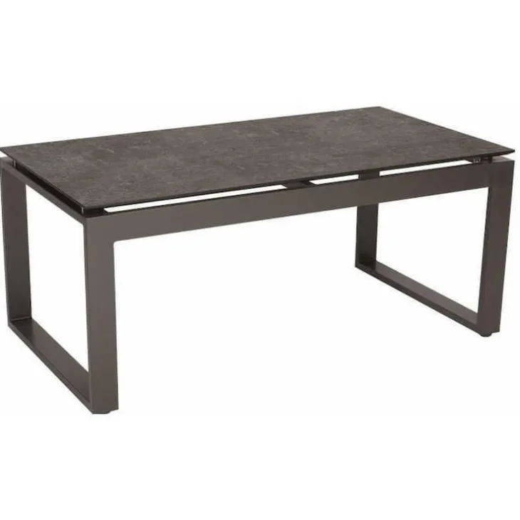 Table basse coloris anthracite et gris métallique en aluminium Stern - 110,5 x 60 x 45 cm