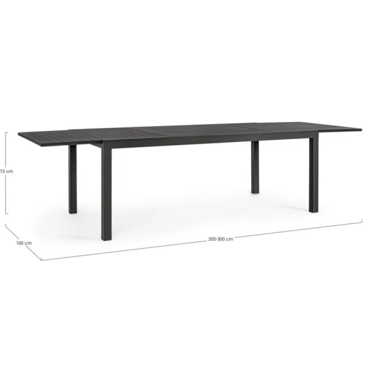 Table extensible anthracite BIZZOTTO HILDE - 200/300x100 cm