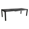 Table extérieure extensible coloris noir mat/marbre foncé en aluminium Stern - 174/214/254 x 90 x 75 cm
