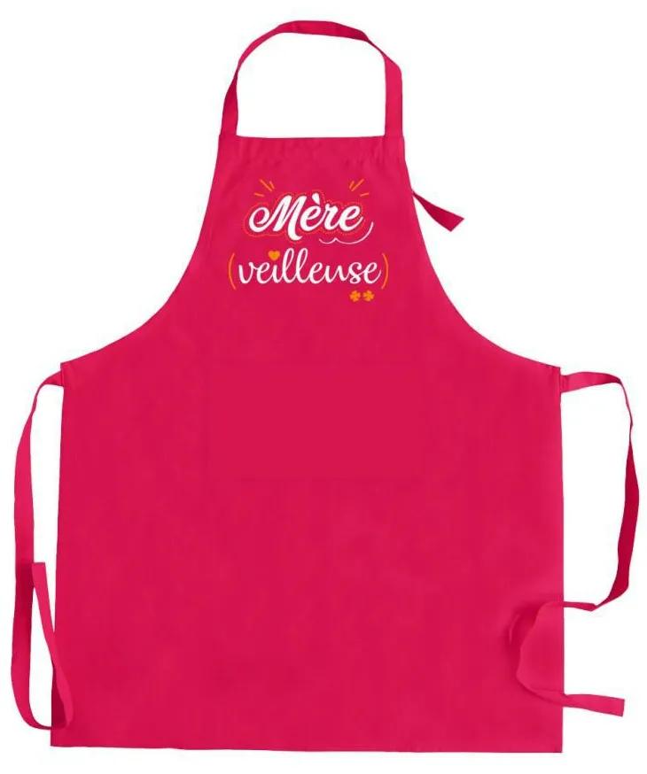 Tablier Mére-Veilleuse recyclé coloris rose en coton - 72 x 90 cm