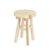 Tabouret assise ronde coloris beige en teck - 30 x 30 x 42 cm