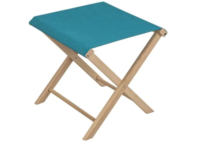 Tabouret pliant coloris bleu en coton - 43 x 43 x 42 cm