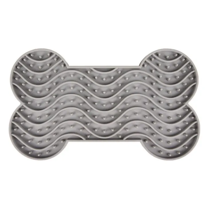 Tapis à lécher avec ventouses coloris gris yummee Flamingo - 29,8 cm