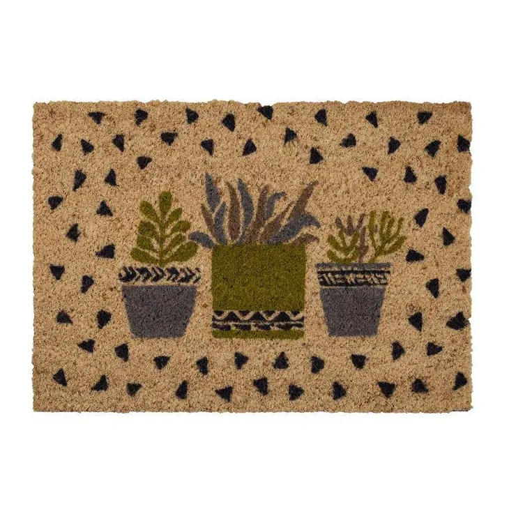 Tapis brosse intérieur en coco imprimé cactus Sweetsol – 60 x 40 cm