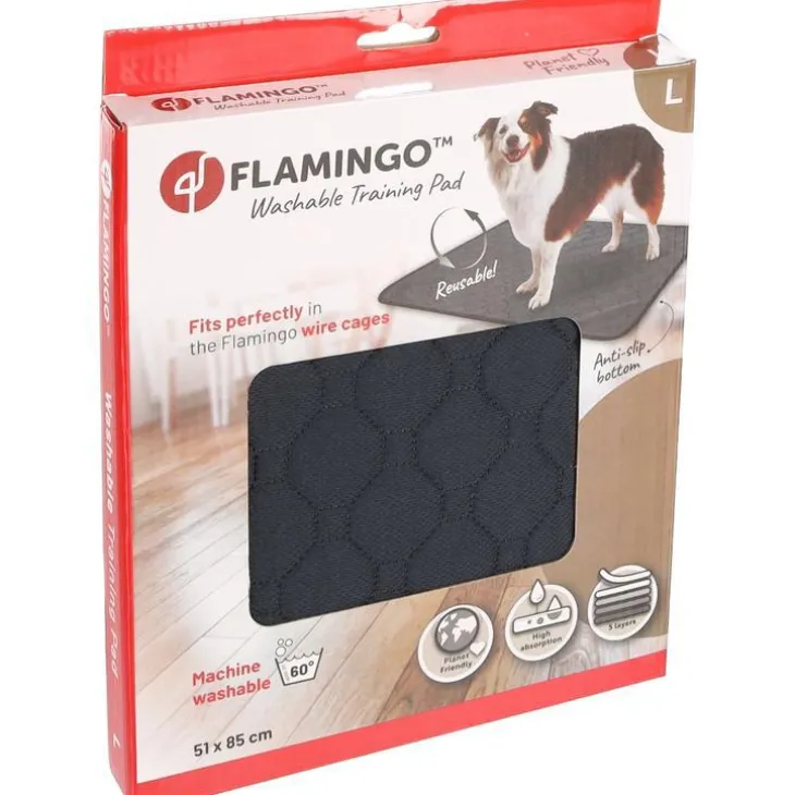 Tapis d’entrainement anthracite lavable pour chien Flamingo Patsy L - 85 x 51 cm