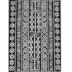 Tapis d'extérieur en polypropylène recyclé noir et crème Ethnique - 270 x 180 cm