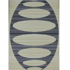 Tapis d'extérieur en polypropylène recyclé noir et beige Ovalie - 270 x 180 cm