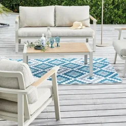 Tapis d'extérieur en polypropylène recyclé bleu Piscine - 180 x 120 cm