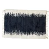 Tapis rectangulaire en coton coloris blanc et bleu avec des lignes – 60 x 90 cm