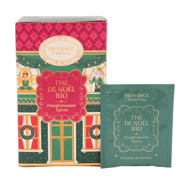 Thé de Noël bio Provence d'Antan - 32,4 g dans une boîte ronde avec couvercle