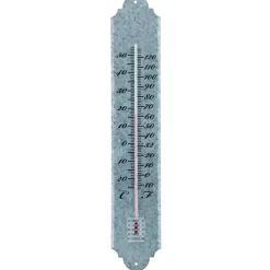 Thermomètre en vieux zinc gris 9x1,1x49,5 cm