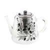 Théière infuseur Olivia coloris blanc en verre - 14 x 16 x 23 cm