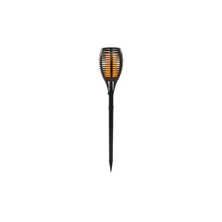 Torche solaire noire imitation flamme à LED blanc chaud Ø 14 x H 70 cm