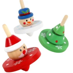 Toupie de noël en bois coloris assortis Ø 4,3 x 5,4 cm