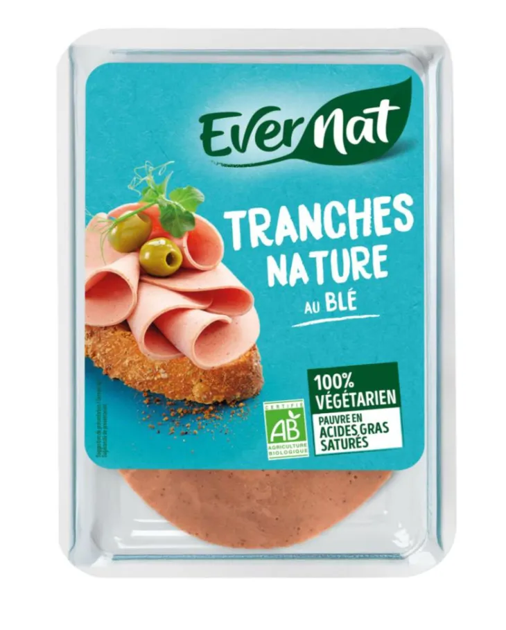 Tranches végétariennes nature au blé bio Evernat - 100 g
