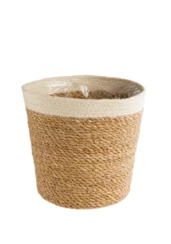 Vannerie naturelle avec rebord blanc - 30 x 28 x 25 cm
