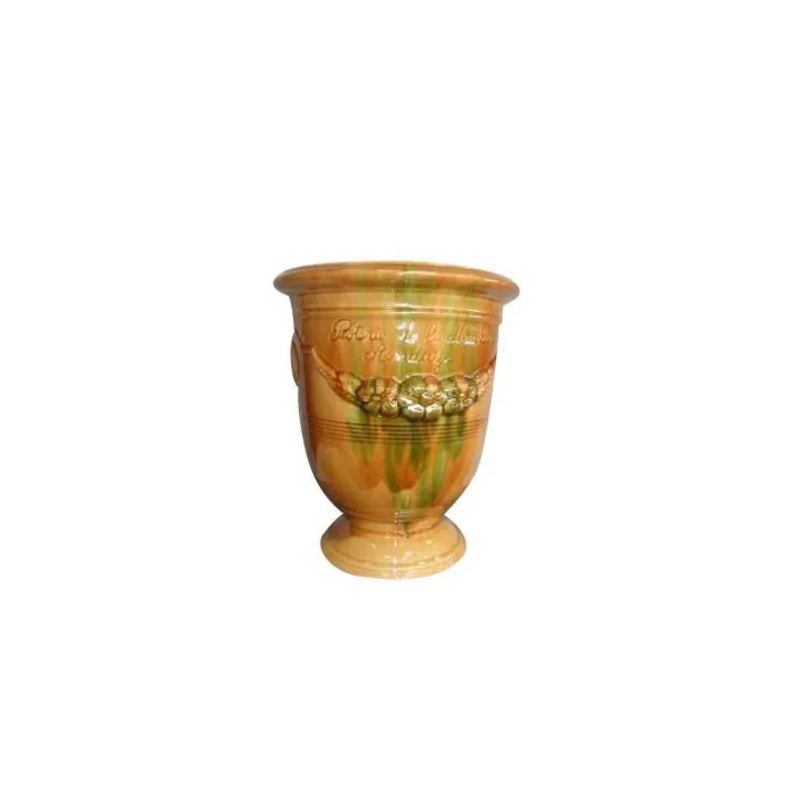 Vase Anduze flammé en terre cuite émaillée H 28 x Ø 32 cm