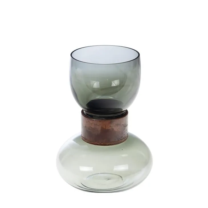 Vase avec col en verre coloris gris Zimbabwe - Ø 16 x H 20 cm