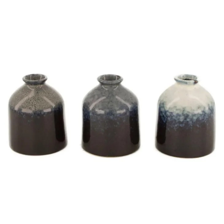 Vase bouteille coloris bleu en céramique - Ø 8 cm