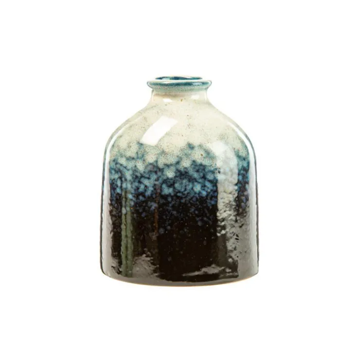 Vase bouteille coloris bleu en céramique - Ø 8 cm