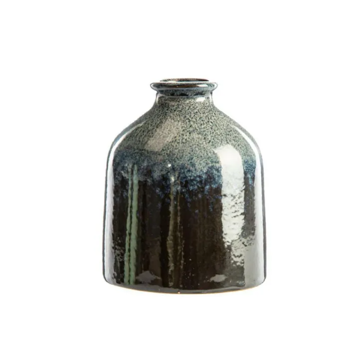 Vase bouteille coloris bleu en céramique - Ø 8 cm