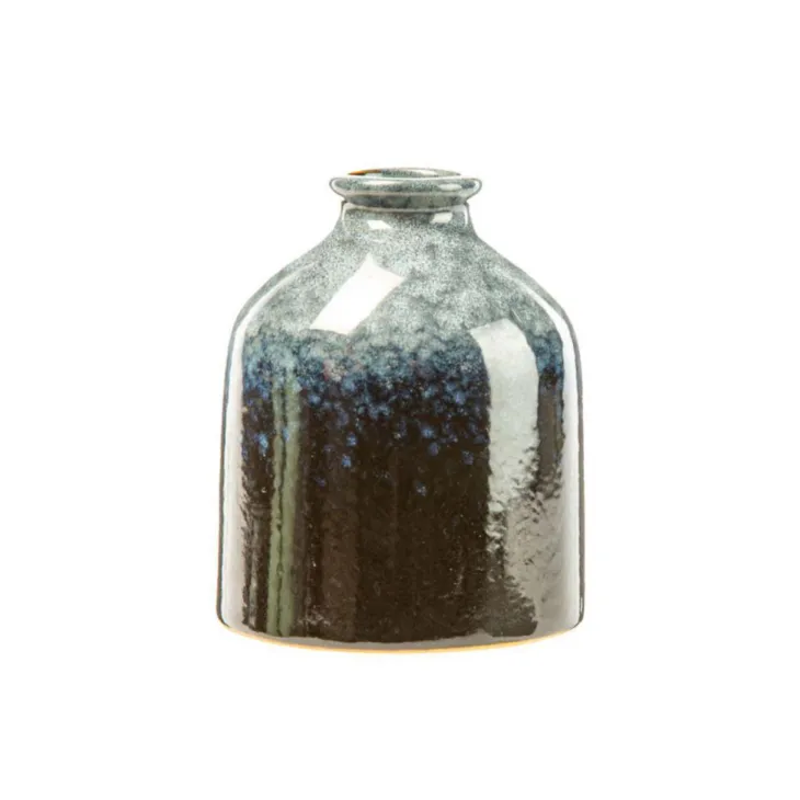 Vase bouteille coloris bleu en céramique - Ø 8 cm