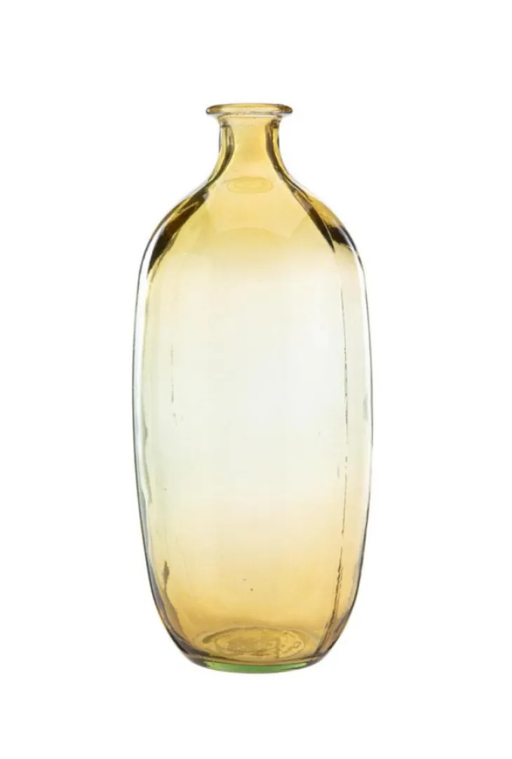 Vase coloris jaune en verre recyclé