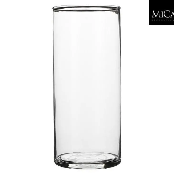 Vase cylindre en verre transparent Carly - Ø 9 x H 19 cm