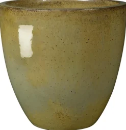 Vase en terre cuite émaillée jaune vert Deroma Tonkin Avocado 25 L - Ø 40 x H 36 cm