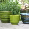 Vase en terre cuite émaillée vert Forêt Les Poteries d’Albi Rebord - Ø 35 x H 33 cm