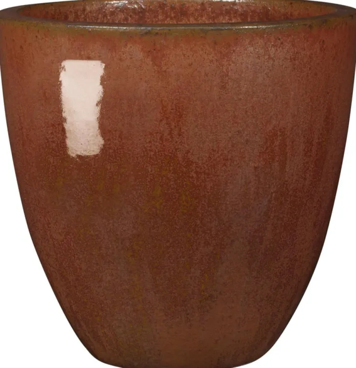 Vase en terre cuite émaillée rouge Deroma Tonkin Koï 25 L - Ø 40 x H 36 cm