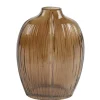 Vase ovale en verre brun - 11,5 x 8 x 28 cm