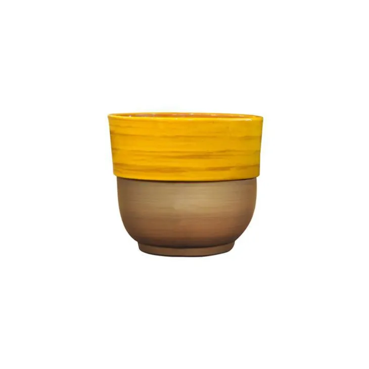 Vase rebord Ibiza Sunshine en terre cuite émaillée H 27 x Ø 30 cm
