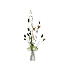 Vase soliflore forme champignon en verre transparent et vert - Ø 10 x H 15 cm