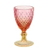 Verre à pied en verre rose orange Imca - Ø 8 x H 15,5 cm