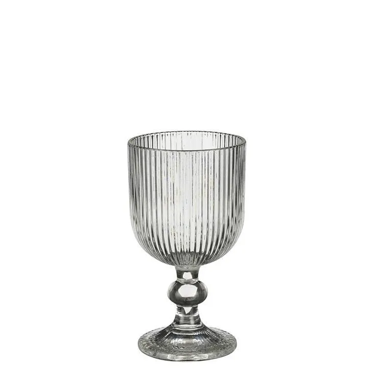 Verre à vin à pied en verre cannelé Merlot - Ø 14,5 x H 8 cm