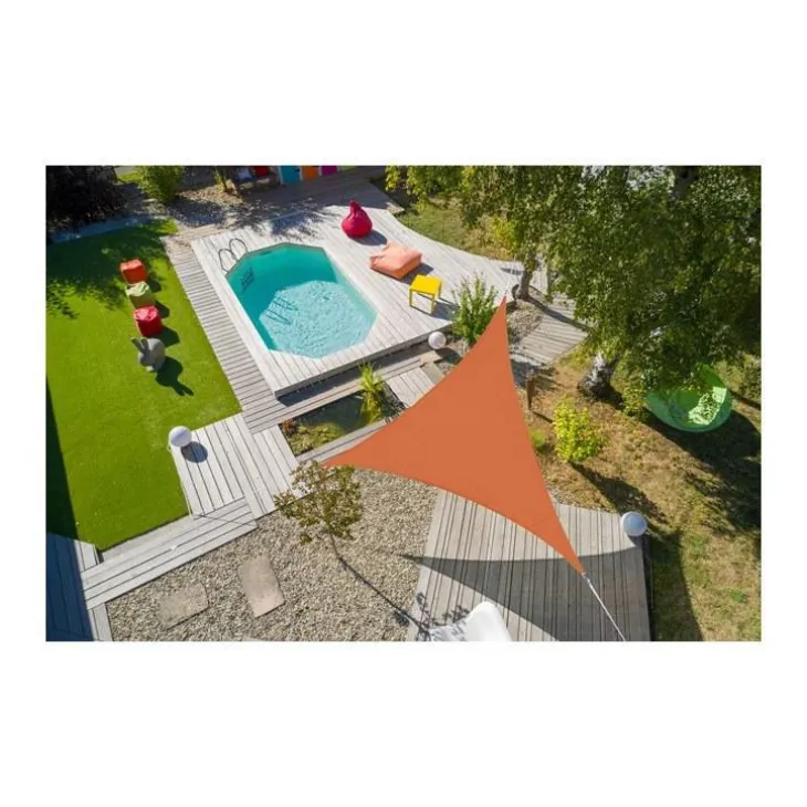 Voile ombrage orange triangulaire extensible - 5 m